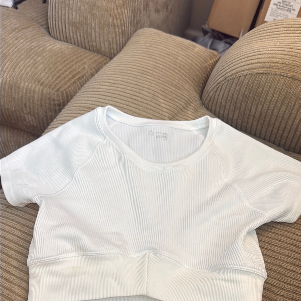 Aerie White Fitted Crop T-Shirt Short Sleeve